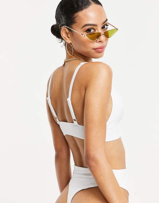 ASOS DESIGN – Mixa och matcha – Vit bikiniöverdel med djup urringning och brett band, 2 av 4