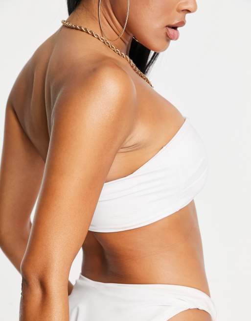ASOS DESIGN – Mixa och matcha – Vit, slät bikiniöverdel i bandeau-modell , 4 av 4