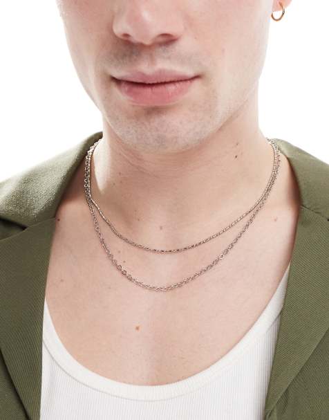 ASOS DESIGN mixed chain 2 pack necklace in silver - view 1