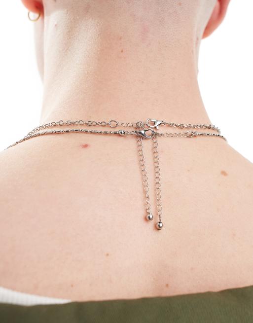 ASOS DESIGN mixed chain 2 pack necklace in silver  , 3 of 3