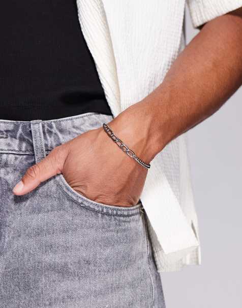 ASOS DESIGN mixed chain bracelet in silver tone - view 1