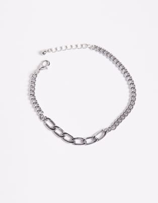 Asos Design Mixed Chain Bracelet In Metallic