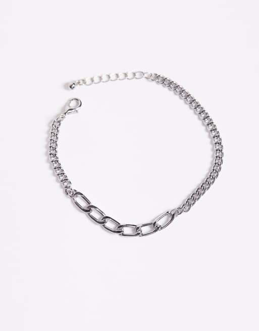 ASOS DESIGN mixed chain bracelet in silver  , 2 of 3