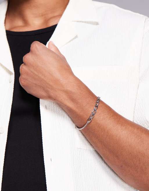 ASOS DESIGN mixed chain bracelet in silver  , 3 of 3