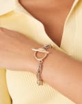 [ASOS DESIGN] ASOS DESIGN mixed chain bracelet with t-bar detail in mixed metals-Multi No Size Mixed Metal