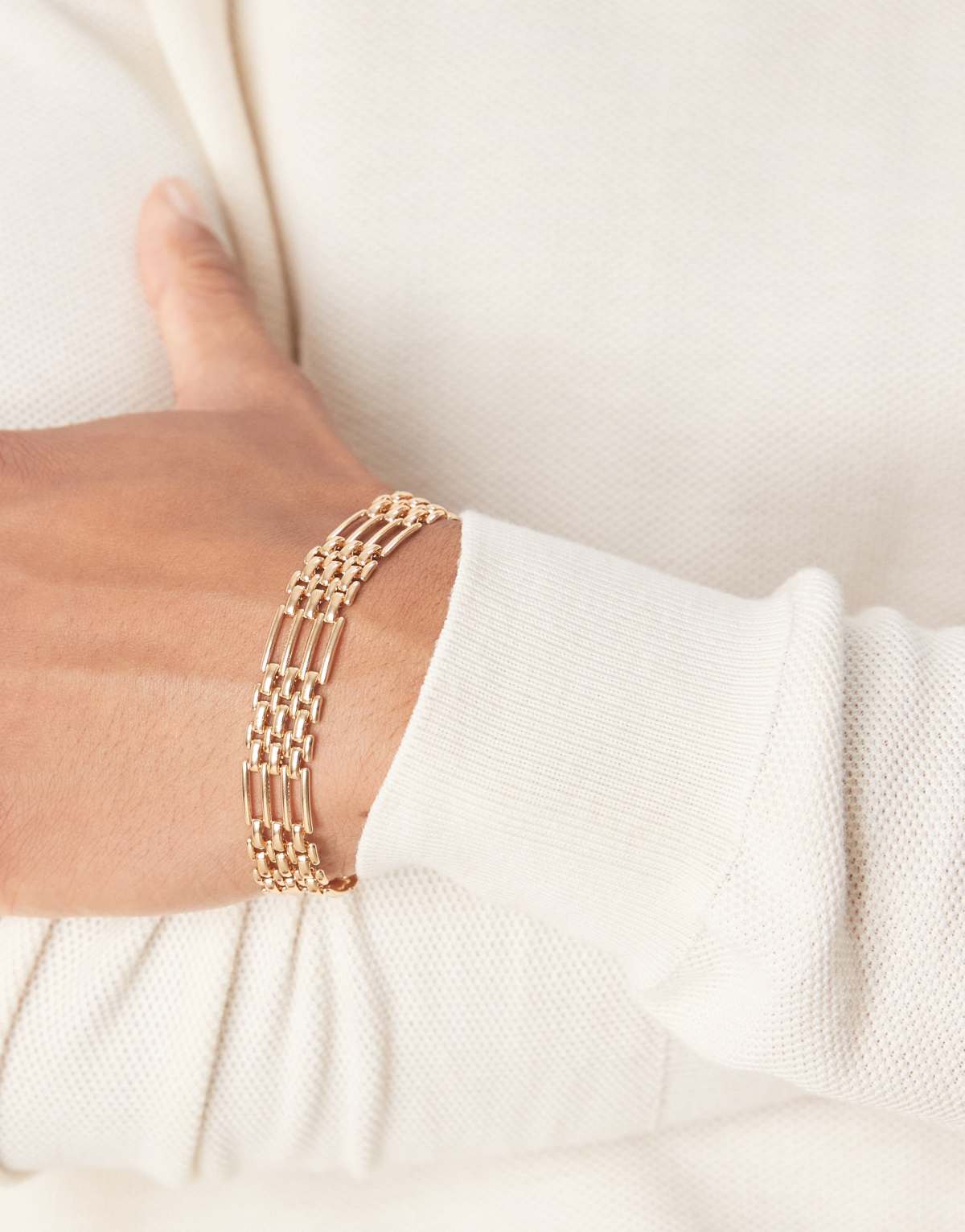 ASOS DESIGN mixed chain watch strap in gold tone