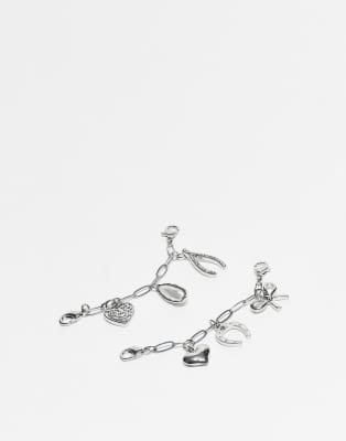 Asos Design Mixed Design Chain Charms For Shoes And Accessories In Silver
