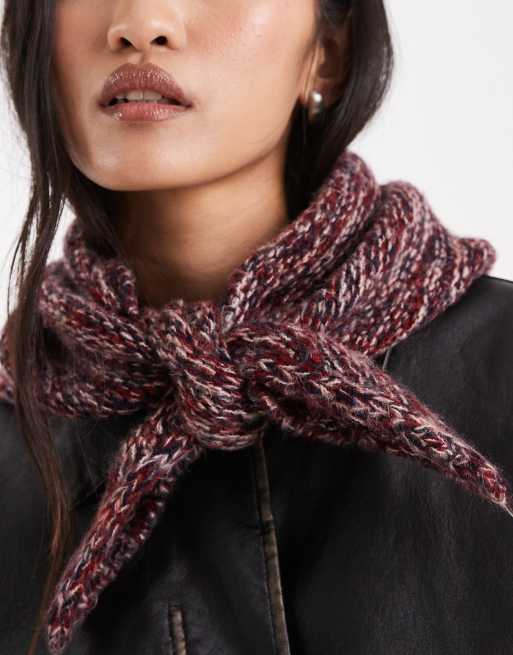 ASOS DESIGN mixed-dye yarn triangle scarf in pink multi, 2 of 3