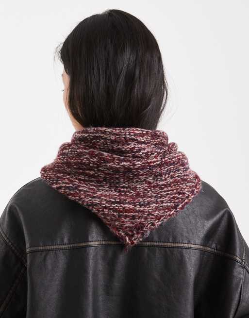 ASOS DESIGN mixed-dye yarn triangle scarf in pink multi, 3 of 3