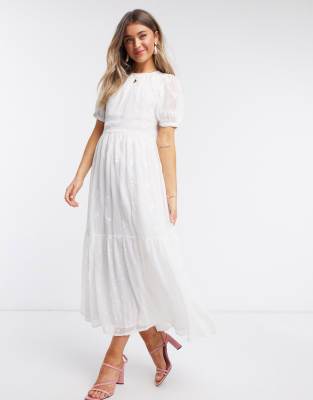 white layered maxi dress