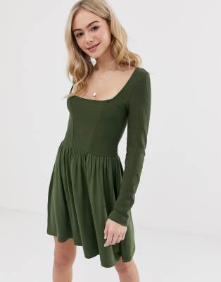 asos long sleeve skater dress