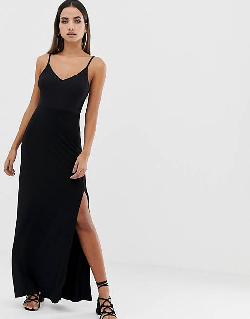 ASOS DESIGN mixed fabric maxi dress with split | ASOS