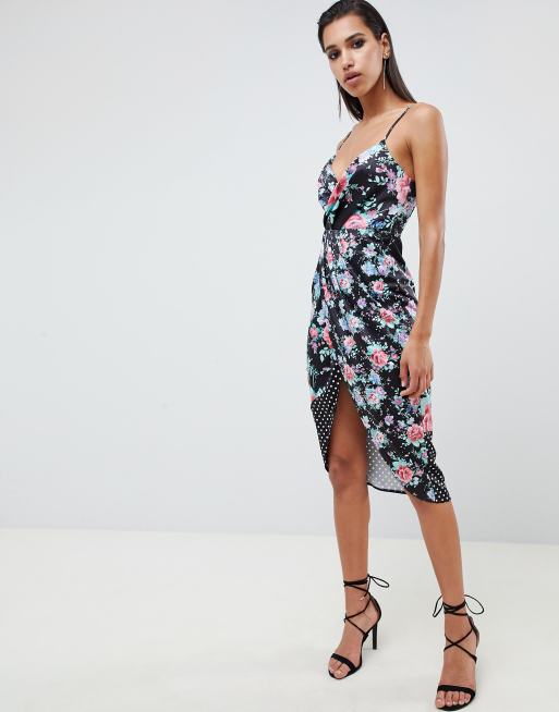 ASOS DESIGN mixed floral and polka dot midi dress | ASOS