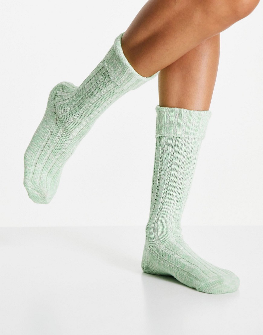 ASOS DESIGN mixed knit calf length lounge socks in green