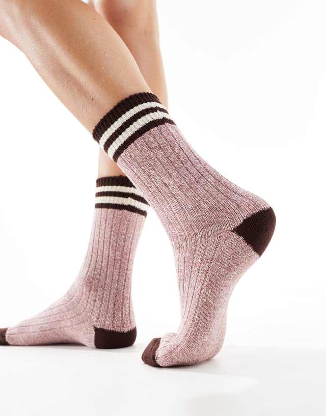 ASOS DESIGN - mixed knit stripe crew slouch ankle socks