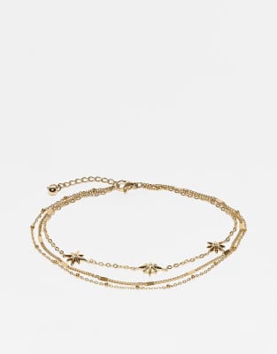 ASOS DESIGN ASOS DESIGN mixed pack of 3 stainless steel anklets with star detail in gold tone