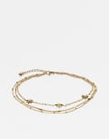 [ASOS DESIGN] ASOS DESIGN mixed pack of 3 stainless steel anklets with star detail in gold tone No Size Gold
