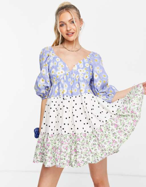 Asos mixed sales print dress