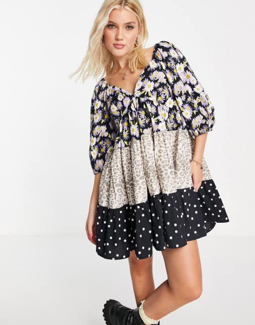 Asos mixed sales print dress