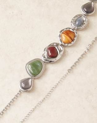 Asos Design Mixed Resin Chain Belt In Multi