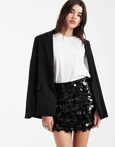 ASOS DESIGN mixed sequin mini skirt in black - view 1