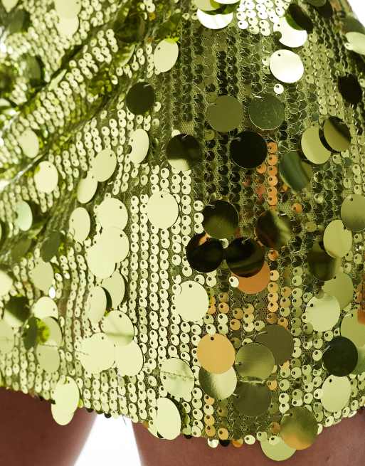 ASOS DESIGN mixed sequin mini skirt in green