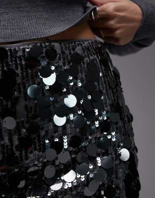 Asos Design Mixed Sequin Mini Skirt In Gray