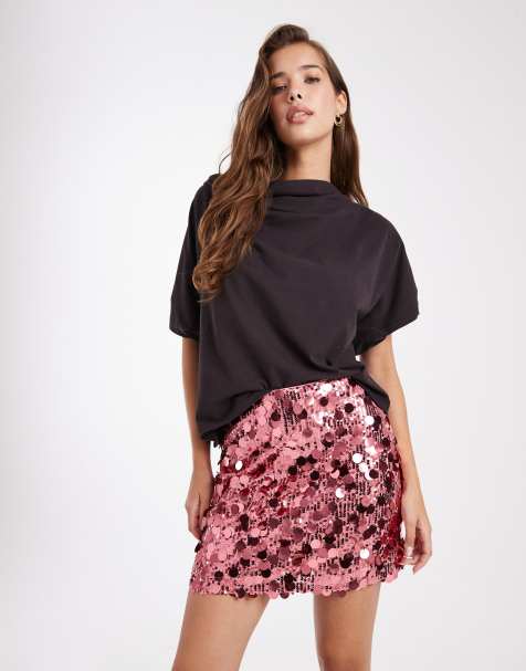 ASOS DESIGN mixed sequin mini skirt in pink - view 1