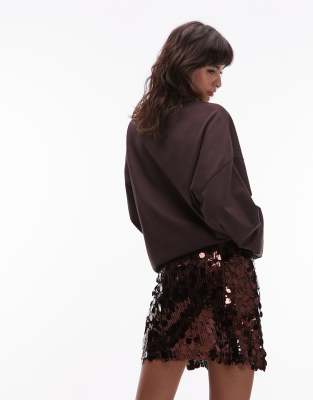 Asos Design Mixed Sequins Mini Skirt In Purple