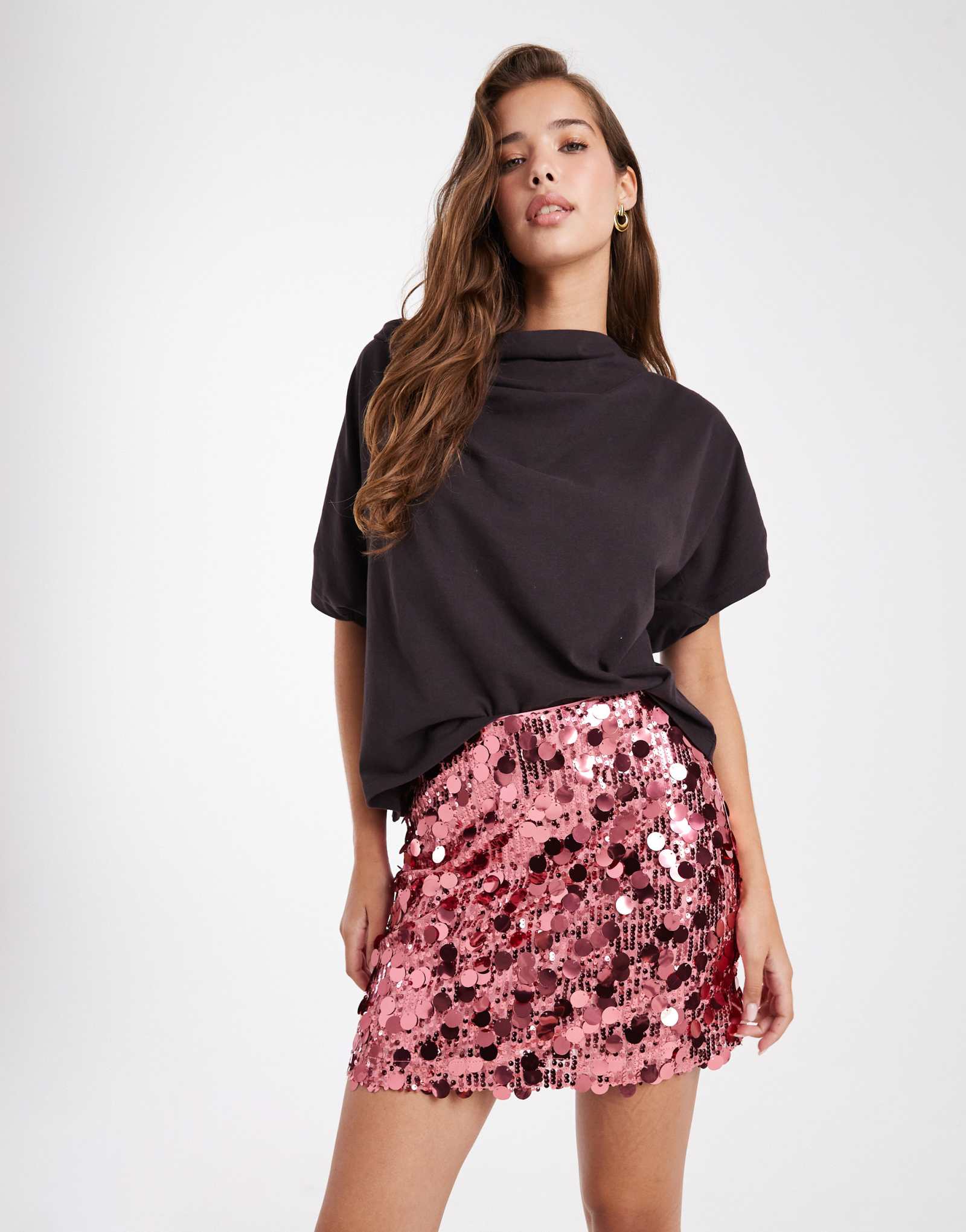 Мини-юбка ASOS DESIGN со смешанными пайетками розового цвета