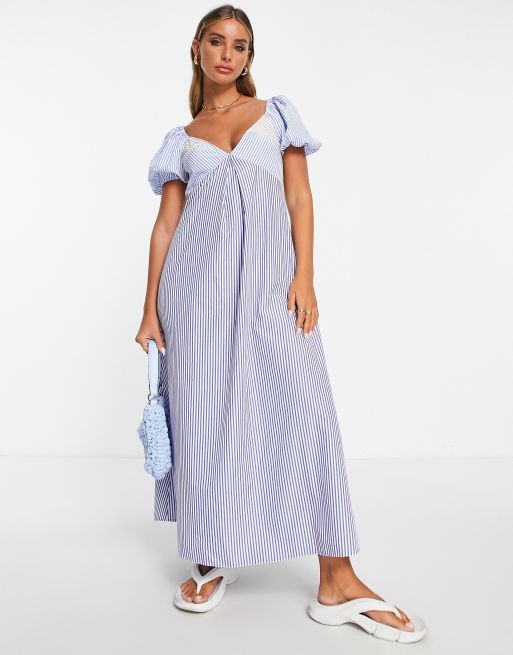 Asos blue and hot sale white striped dress