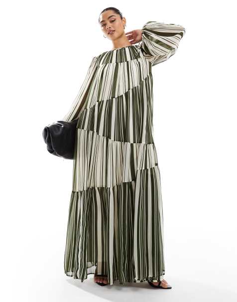 ASOS DESIGN mixed stripe print smock maxi dress - view 1