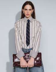 ASOS DESIGN mixed stripe shirt with tie