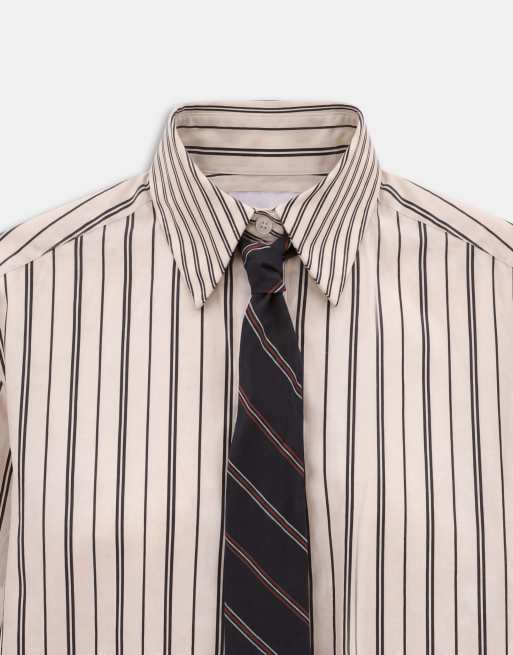ASOS DESIGN mixed stripe shirt with tie, 6 of 7