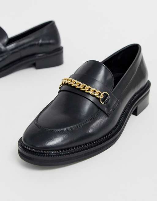 leather chain loafers by prada