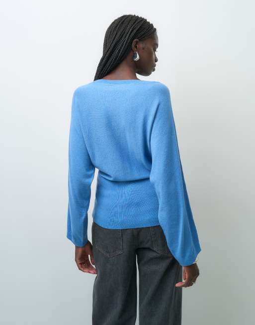 ASOS DESIGN mjukstickad tröja med båtringning i blått, 3 av 4