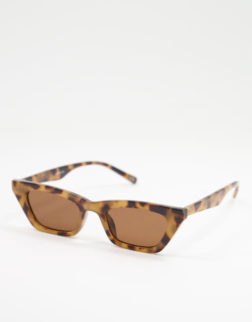 ASOS DESIGN – Mlecznoszylkretowe okulary przeciwsłoneczne typu kocie oczy w kwadratowych oprawkach – BROWN