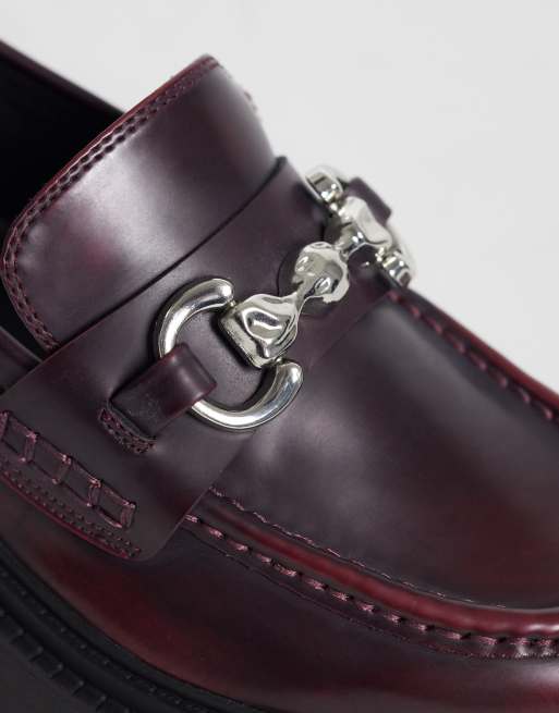 ASOS DESIGN - mocasines de cadena gruesa Milan en burdeos, 3 de 4
