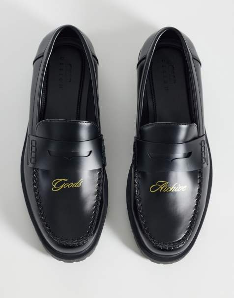 ASOS DESIGN - Mocasines negros con texto en relieve y suela dentada - view 1