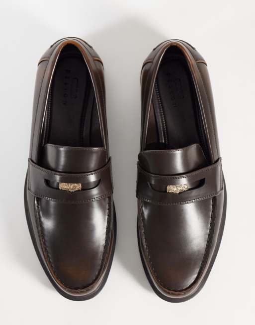 ASOS DESIGN mocasines penny con detalle de moneda en marrón, 2 de 4