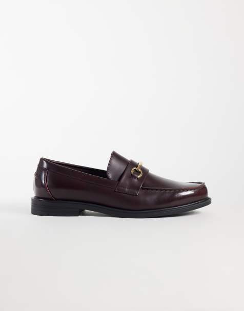 ASOS DESIGN mocasines penny con hebilla dorada en burdeos - view 1