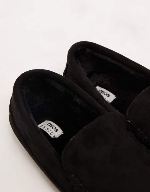 ASOS DESIGN - Mocassin pantoffels met voering van imitatiebont in zwart, 3 van 4
