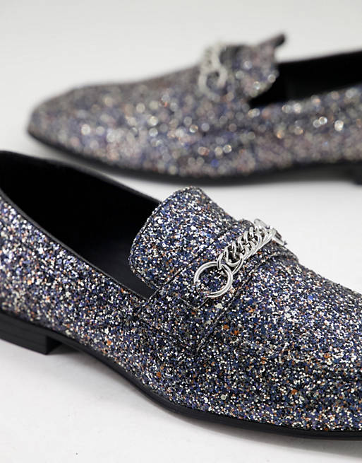 Mocassini argento glitter Asos Uomo Scarpe Sneakers Sneakers con glitter 