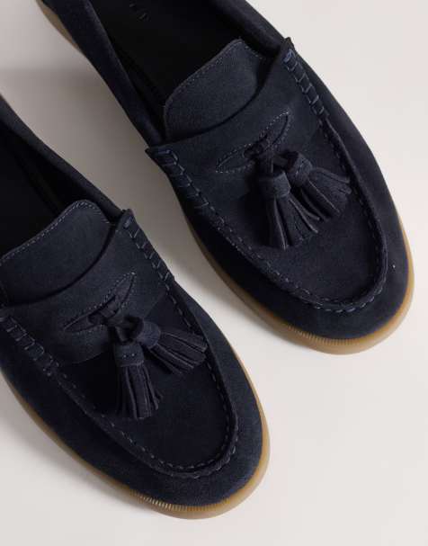 ASOS DESIGN - Mocassini blu navy scamosciati con nappine - view 1