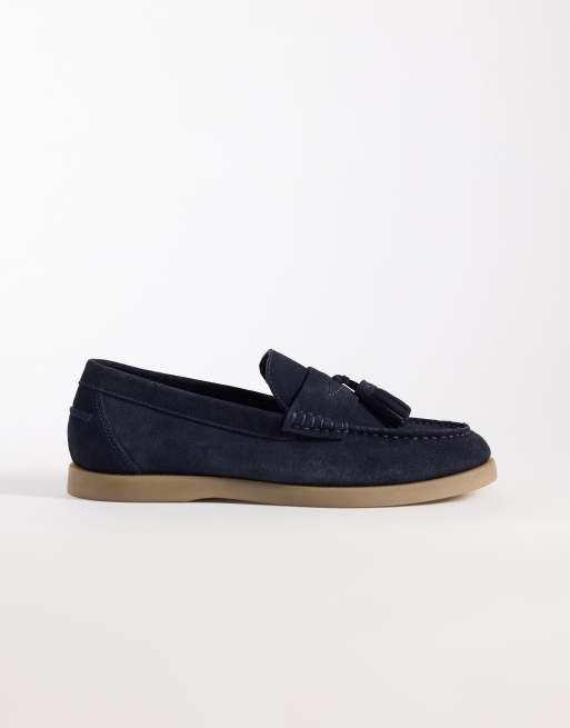 ASOS DESIGN - Mocassini blu navy scamosciati con nappine, 2 di 4