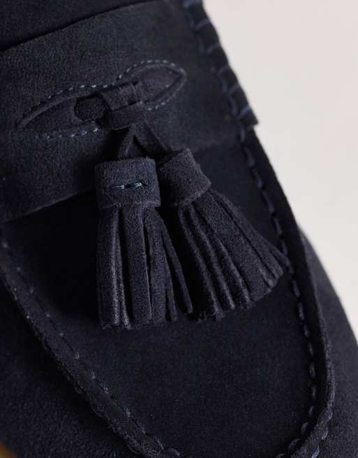 ASOS DESIGN - Mocassini blu navy scamosciati con nappine, 4 di 4