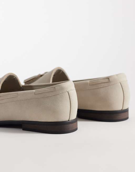 ASOS DESIGN - Mocassini college color pietra con frange e bordo anteriore arricciato, 3 di 4