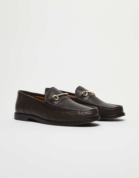 ASOS DESIGN - Mocassini college marroni in pelle con morsetto - view 1
