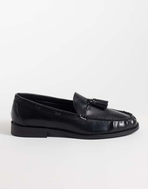 ASOS DESIGN mocassini con nappine e dettagli in pizzo neri