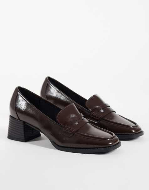 ASOS DESIGN mocassini con tacco medio Speed color cioccolato - view 1